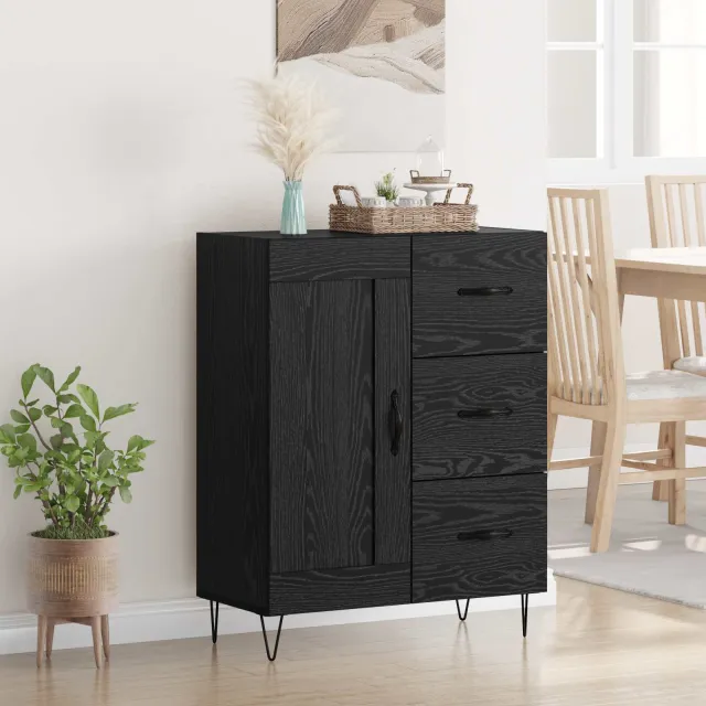 vidaXL Dressoir Zwarte Eik 69,5 x 34 x 90 cm Geconstrueerd hout