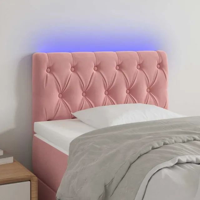 vidaXL Hoofdbord LED 80x7x78/88 cm fluweel roze