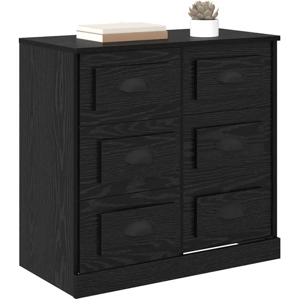 vidaXL Dressoir Zwart Eiken 70 x 35,5 x 67,5 cm Bewerkt hout