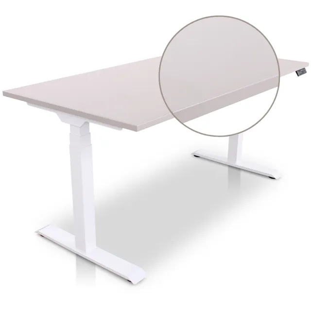 Multi Ratio Lineaflex MRC PRO Zit-Sta Bureau – Elektrisch Verstelbaar – 180x80 cm – Blad Sand Grey – Wit Frame – ARBO Norm NEN-EN 527 – Met memorybediening – 150 KG Draagvermogen – 130 cm Hoog - Inclusief Kabelmanagement!
