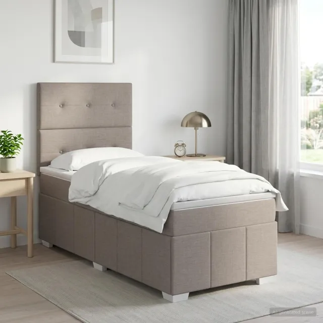 vidaXL Boxspringbed met matras met hoofdeinde Taupe 100 x 200 cm Stof