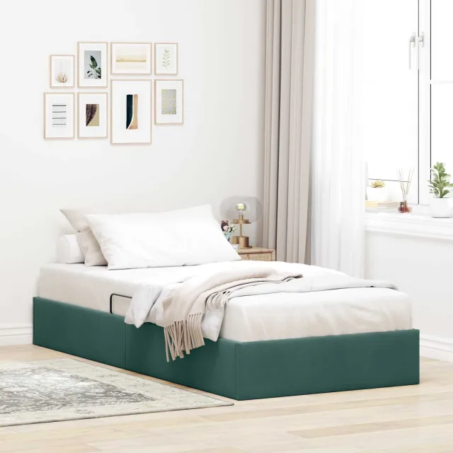 vidaXL Ottoman Bedframe Donkergrijs 90 x 200 cm Fluweel