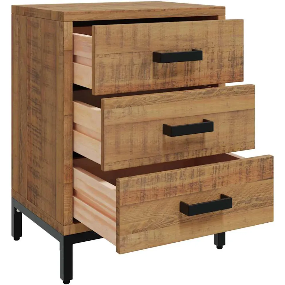 vidaXL Nachtkastjes 2 st 40x30x55 cm massief grenenhout bruin, foto 4
