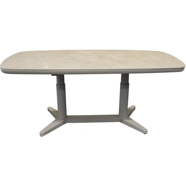 AVH-Collectie Lentas dining tuintafel boat shape 180x90xH53-74,5 cm in hoogte verstelbaar zand Zand / Latte / Linen