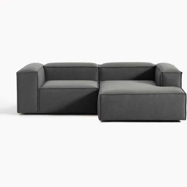 Westwing Collection Modulaire hoekbank Lennon (2-zits) Antraciet