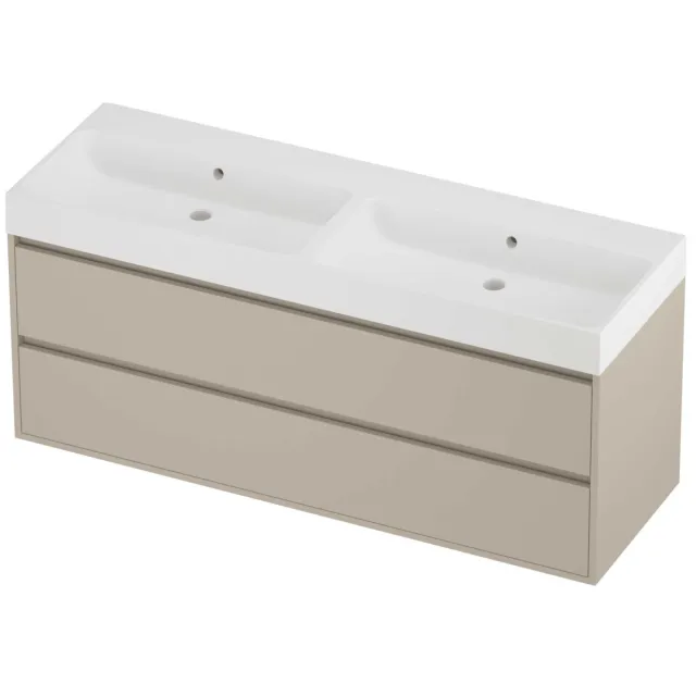 Proline Podium Badmeubelset Polystone Loft 140x46x62 cm Mat White Soft Linen Beige