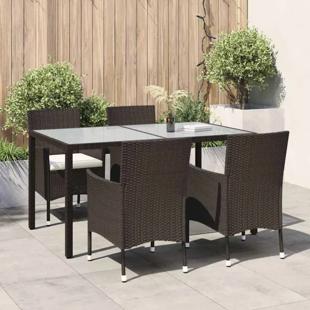 vidaXL 5-delige Tuinset met kussens poly rattan bruin, foto 2
