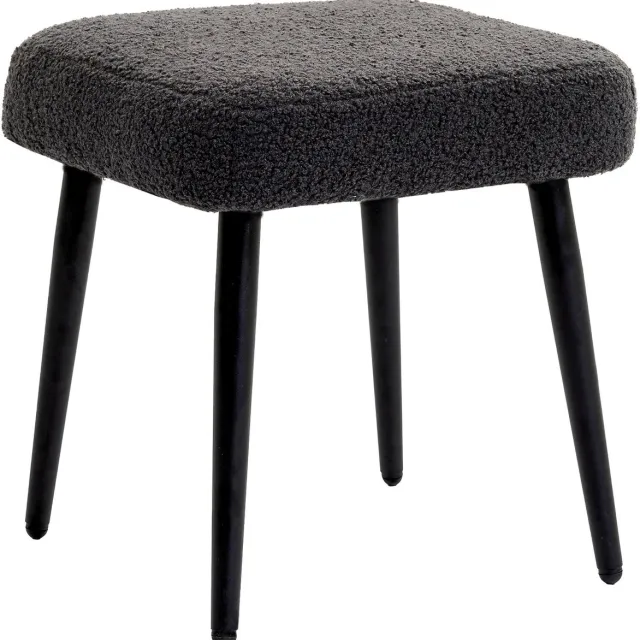 Wishdor Zitkruk - Vierkant - Voor Woonkamer Of Slaapkamer - Polyester - Donkergrijs - 42 X 42 X 47 Cm