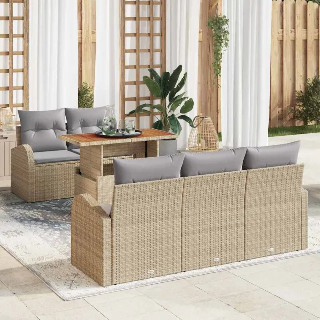 vidaXL Tuin Sofa Set 6 st Beige Poly riet, foto 2