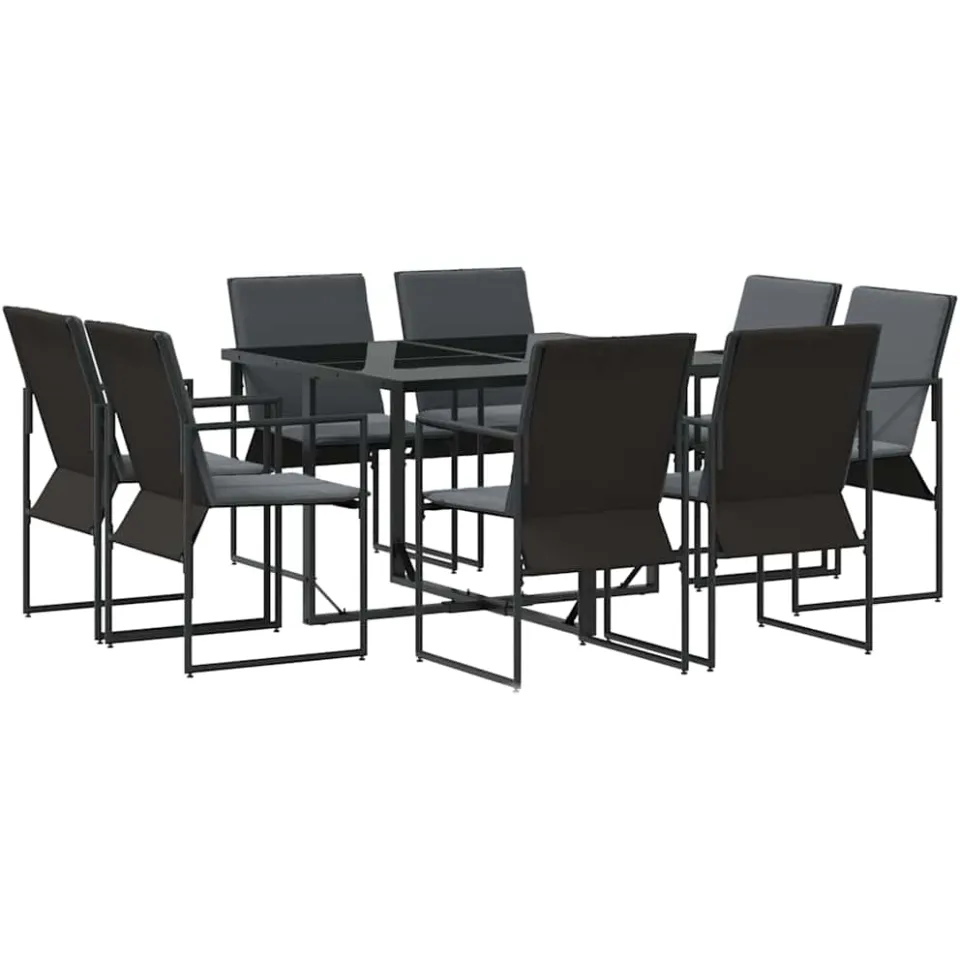 vidaXL Tuin eettafelset 9 st Zwart Staal