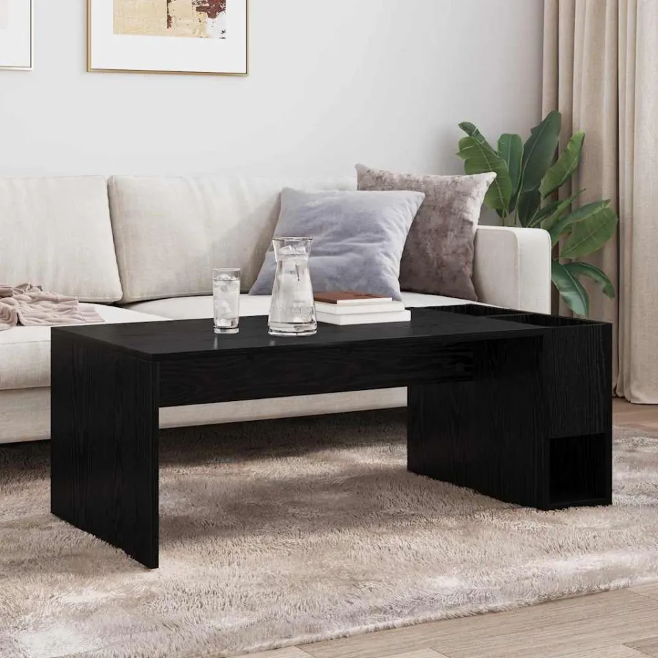vidaXL Salontafel Zwart Eiken 101,5 x 50 x 37 cm Bewerkt hout, foto 3