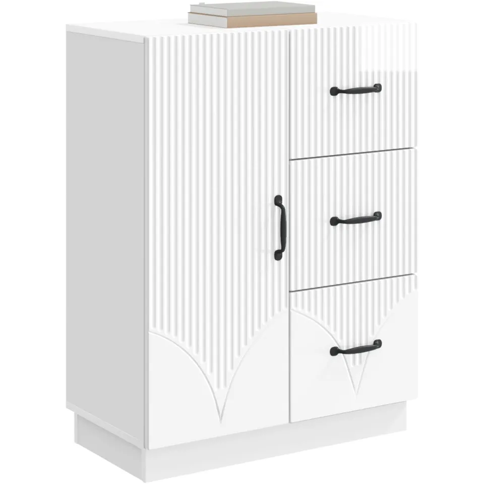 vidaXL Dressoir met lade Hoogglans Wit 66 x 34,5 x 87 cm Bewerkt hout