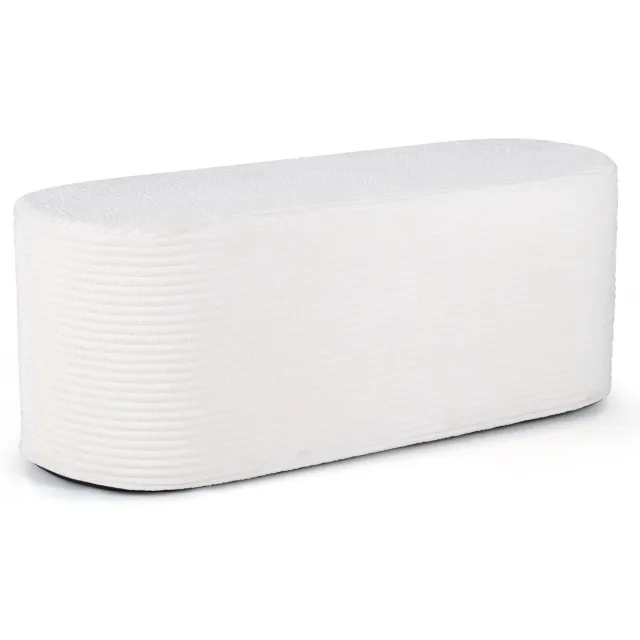 Suredeal Poef - Gepolsterte Ottomane Bank - Corduroy - Schuim - Hoge Dichtheid - 120x46x48 cm - Wit