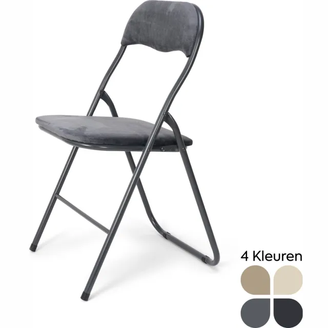 Trendy Meije Nova Klapstoel - Grijs - Velvet Fluweel - Inklapbaar - Zithoogte 45 cm - Opvouwbare Stoelen - Vouwstoel 1 Grijze velvet stoel
