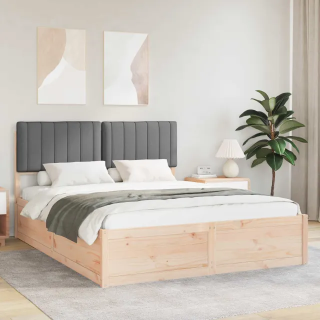 vidaXL Bedframe met Gevoerd Hoofdgedeelte Donkergrijs 160 x 200 cm