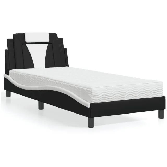 vidaXL Bed "Viana" met matras kunstleer zwart en wit 90x190 cm