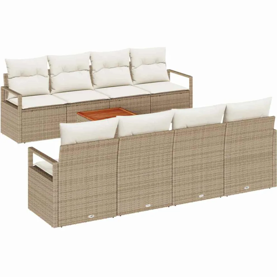vidaXL Tuinbankenset 9 st Beige poly rattan