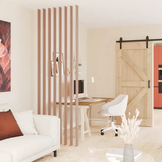 Barnwoodweb Roomdivider Lat Walnoot gekleurd Eiken 274,5 cm – Inclusief Montageset – Houten Lat 18x80 mm – Voor Lattenwand / Scheidingswand – Per stuk Bruin