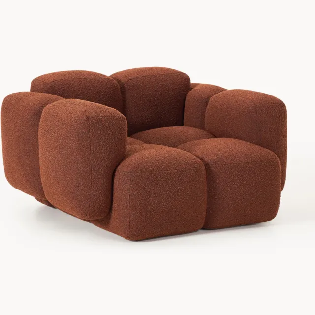 Westwing Collection Loungefauteuil Tayla van bouclé terracotta