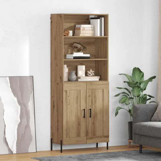 vidaXL Hoge kast Artisan Eiken 69,5 x 32,5 x 180 cm Bewerkt hout Bruin