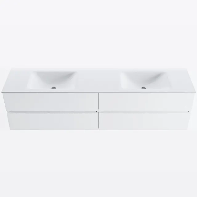 Mondiaz VICA 190cm badmeubel onderkast Talc 4 lades. Wastafel CLOUD dubbel 2 kraangaten, kleur Talc.