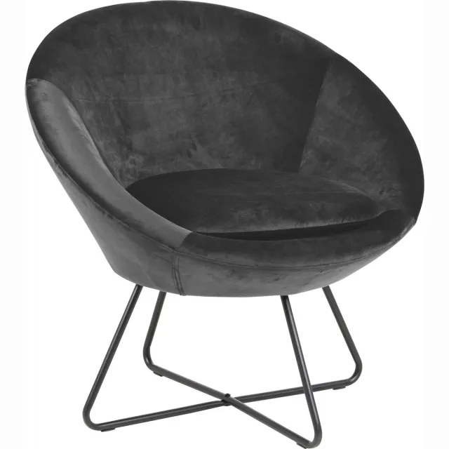 Actona Cenna fauteuil donkergrijs, zwart metaal.