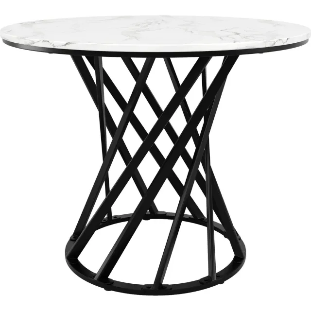 MODFU Vierkante eettafel 80x80 cm met metalen poten – Compact design voor keuken en eetkamer – MDF en metaal – Zwart/Wit 80x80x76 cm Wit+Zwart