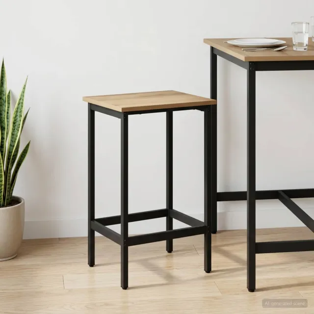 vidaXL Barkruk Artisanaal eiken 40 x 32 x 74 cm Bewerkt hout, foto 2