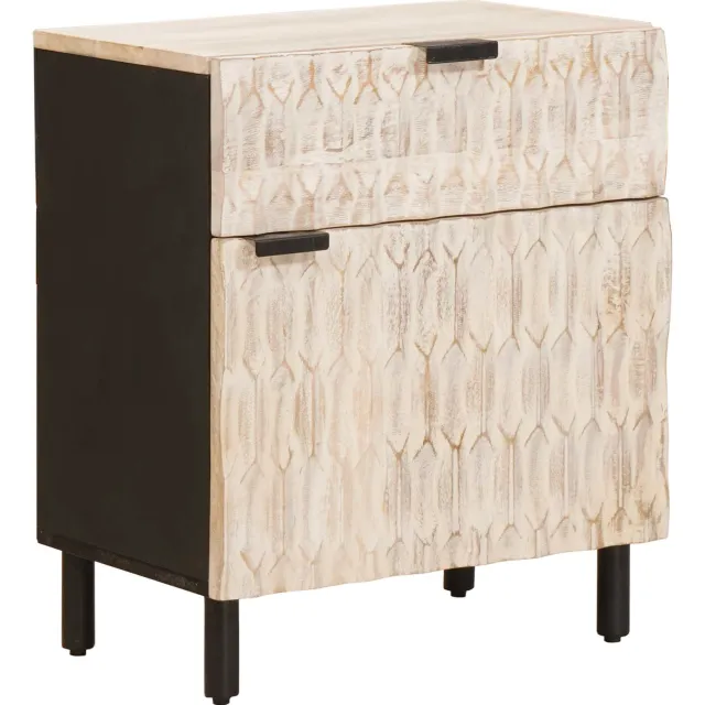 vidaXL Nachtkastje met lade Wit 50 x 33 x 60 cm Massief Mango Hout