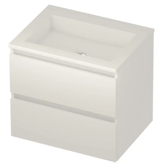 Basic-Line Aura 46 Badmeubelset Acryl Zonder Kraangat Greeploos 60x46x54 cm Mat White Glans Wit