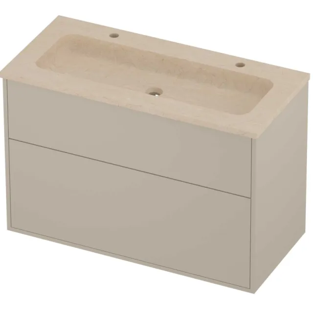 Proline Rollo Badmeubelset Hardsteen Elegant 2 Gaten 100x46x67 cm Sand Stone Soft Linen Beige