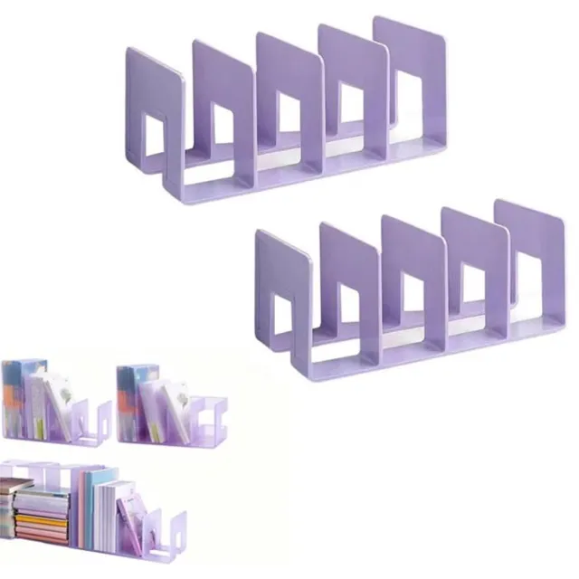 KZQ 2 boekenplanken - Acryl boekenplanken - Bureau-organizer - 4-vaks plastic verborgen boekenplank - 26×12×10,5 cm - Paars