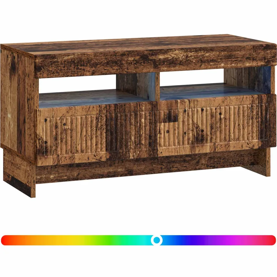 vidaXL LED tv-meubel EDE 81 x 35 x 43 cm Oud hout bruin, foto 3