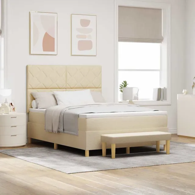 vidaXL Boxspring bed met hoofdeinde Crème 190 x 140 cm Stof
