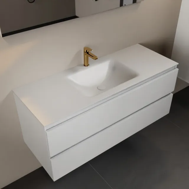 Mondiaz AIVY 120cm badmeubel Talc, wastafel Talc solid surface midden 1 kraangat (AI-351621TALC-SI - AI-M120TAMI)