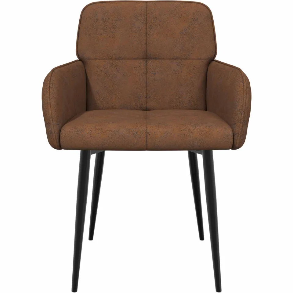vidaXL Eettafelstoelen 2 st Nep Suede Leer Bruin 59 x 56,5 x 85 cm