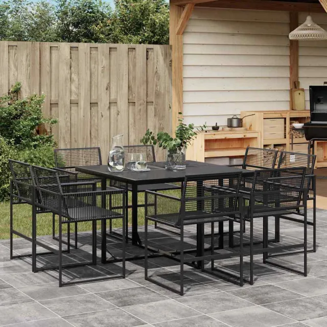 vidaXL 9-delige Tuinset poly rattan zwart, foto 2