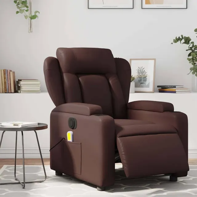 vidaXL Massagestoel verstelbaar elektrisch kunstleer bruin