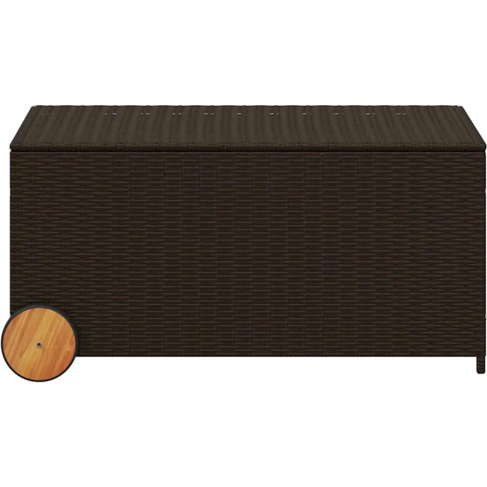 vidaXL Tuinbox met wielen 190 L poly rattan bruin, foto 4