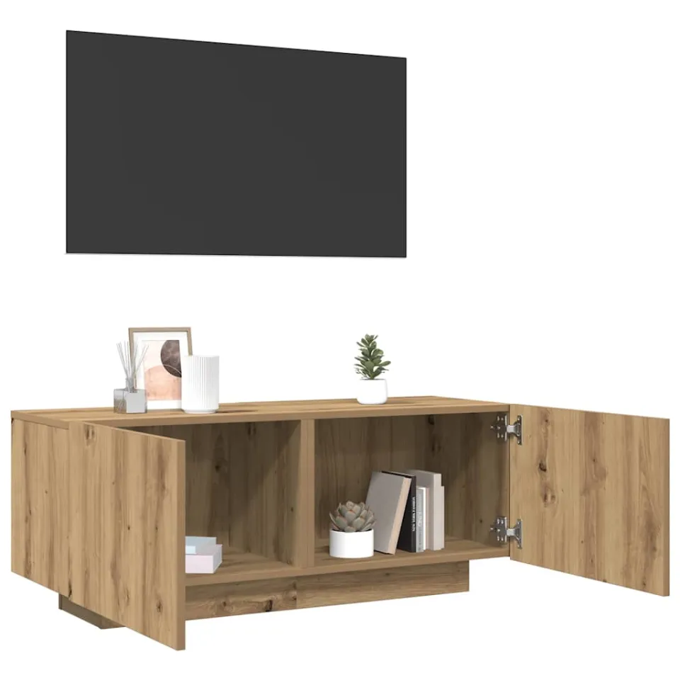 vidaXL Tv-meubel 100x35x40 cm bewerkt hout artisanaal eikenkleurig Bruin