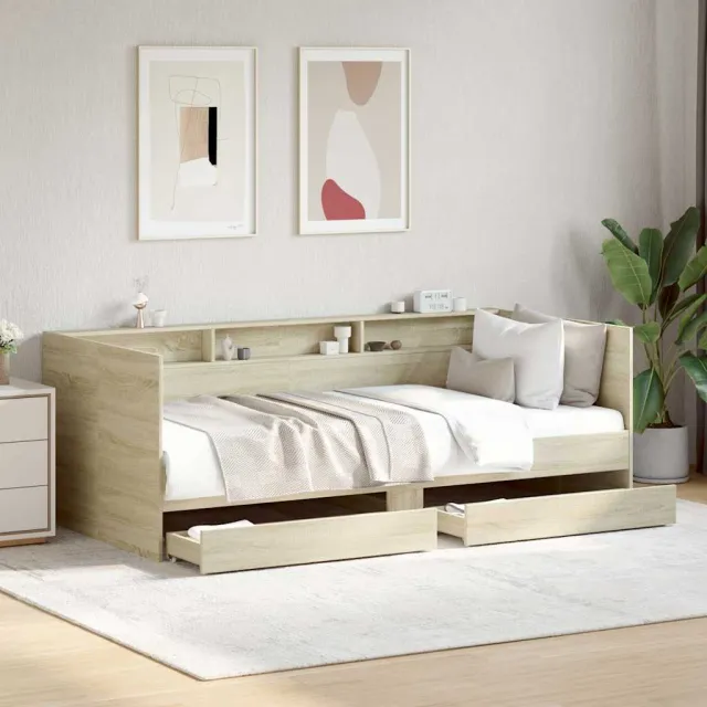 vidaXL Slaapbank met lades zonder matras 75x190 cm sonoma eikenkleurig