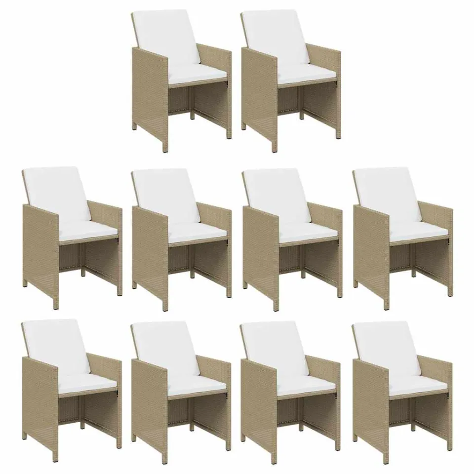 vidaXL 15-delige Tuinset met kussens poly rattan beige