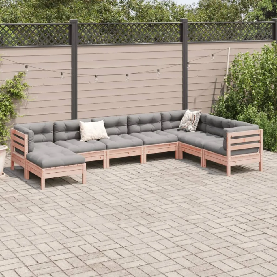 vidaXL 8-delige Loungeset met kussens massief douglas vurenhout bruin, foto 2
