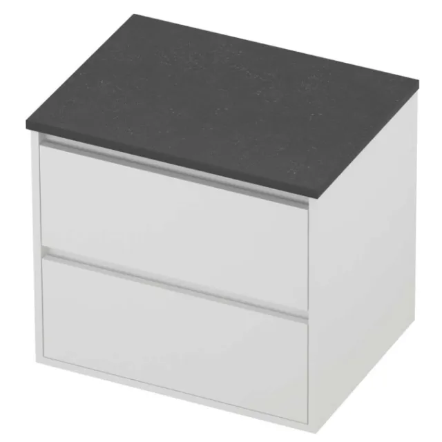 Proline Deck Badmeubelset Hardsteen Greeploos Symmetrisch Kader 60x46x54 cm Blue Stone Mat White Mat Wit