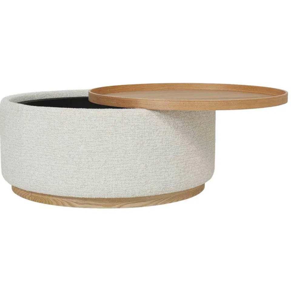 Giga Meubel Salontafel Marcia - Rond Beige/Naturel - Incl. Opbergruimte - Ø83cm, foto 3
