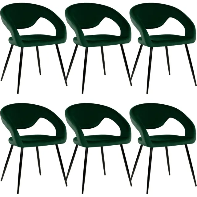 Kick Collection set van 6 Kick eetkamerstoel Lenn velvet - donkergroen
