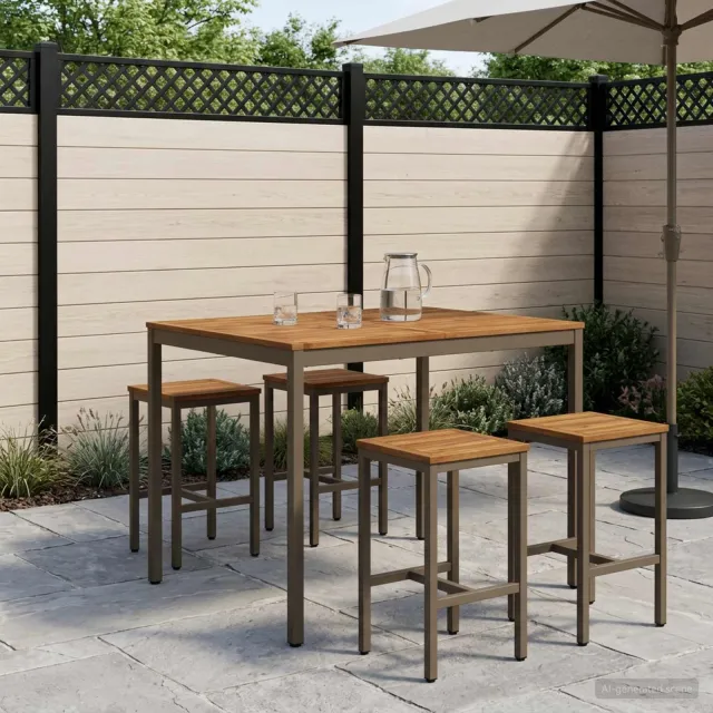 vidaXL Tuinbar Tafel NAARDEN Natuurlijk en Koffie 110 x 108,5 x 105 cm bruin, foto 2