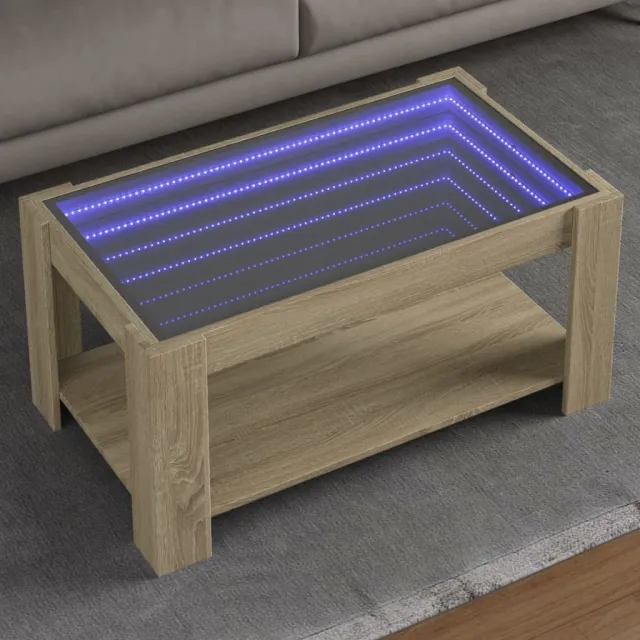 vidaXL Salontafel met LED 93x53x45 cm bewerkt hout sonoma eikenkleurig, foto 2