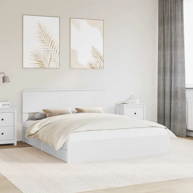 vidaXL Opslag bed met lade met opslag Wit 160 x 200 cm Bewerkt hout