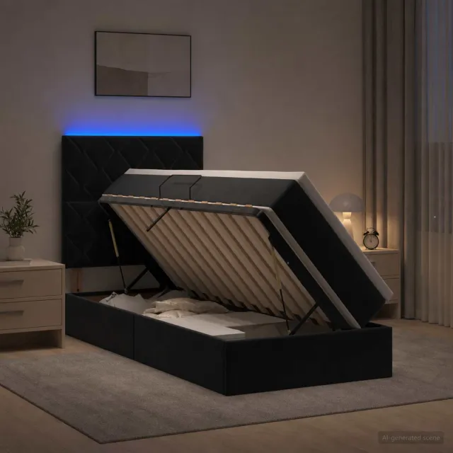 vidaXL LED Opslagbed met Matras Zwart 100 x 200 cm Fluweel
